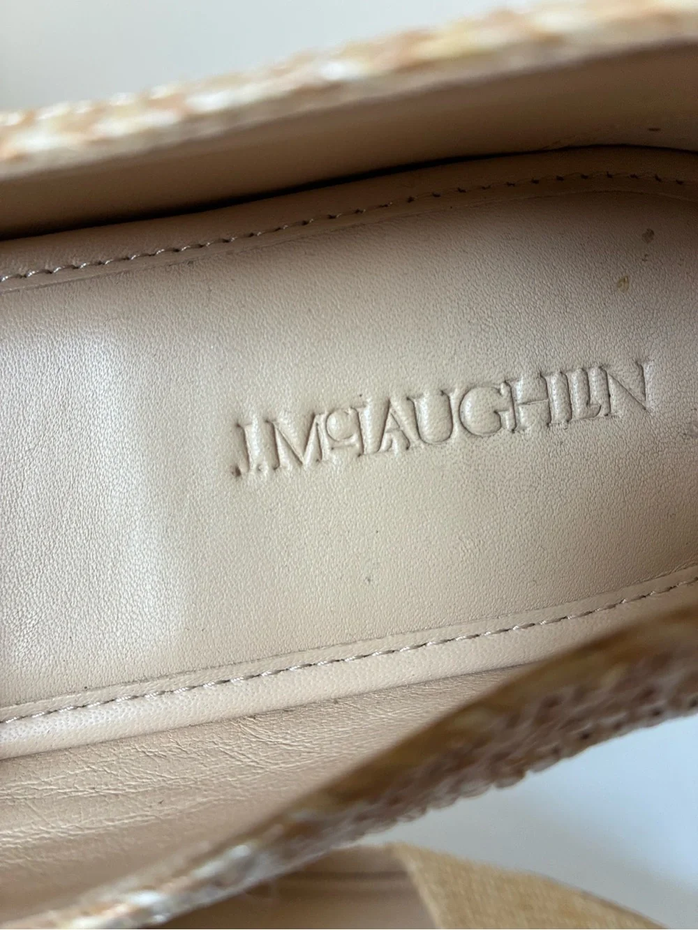 J.McLaughlin Woven Tan Raffia Slip On Espadrille Loafers size 9